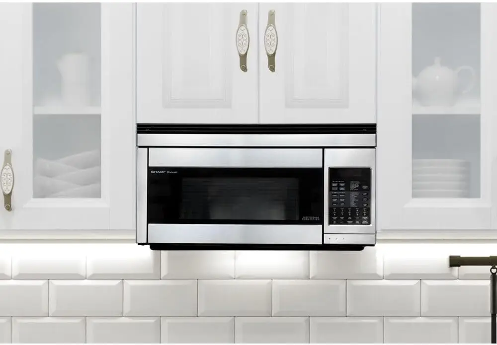 850W Over-the-Range Convection Microwave 1.1 Cubic Feet Stainless Steel Hood Light Powerful Fan Low and High Racks Included