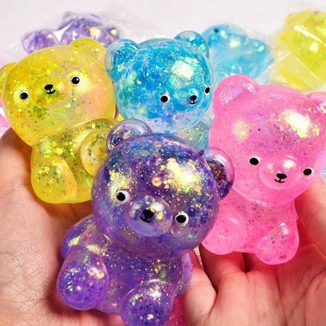 Glitter Squishys Gummy Bear Small Cute Animal Squishys Fidget vent Toys  Gummy Bear Stress Relief Squeeze Toys For Kids Adults - AliExpress