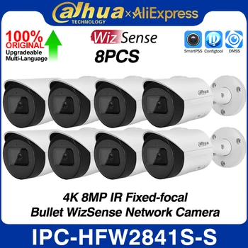 8PCS Dahua IPC-HFW2841S-S 8MP 4K Bullet WizSense POE Telecamera IP di rete IR 30M MIC incorporato Slot SD SMD Plus IVS H.265 IP67