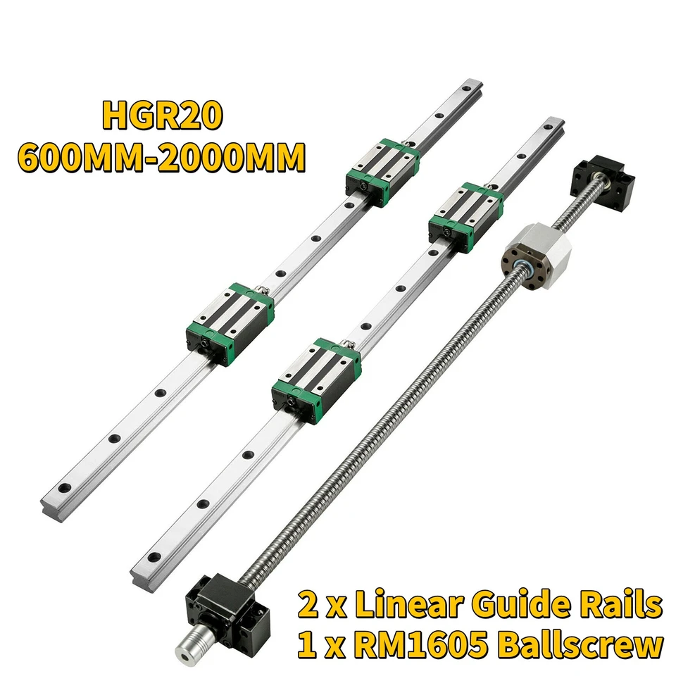 CNCYEAH HGR20 Lineaire geleidingsset, 2 stuks, HGR20, 1500 mm lineaire geleiderail 4 stuks HGH20 glijblokken voor elektrische apparaten, frezen, CNC-rounters sliderblok 3D-printer
