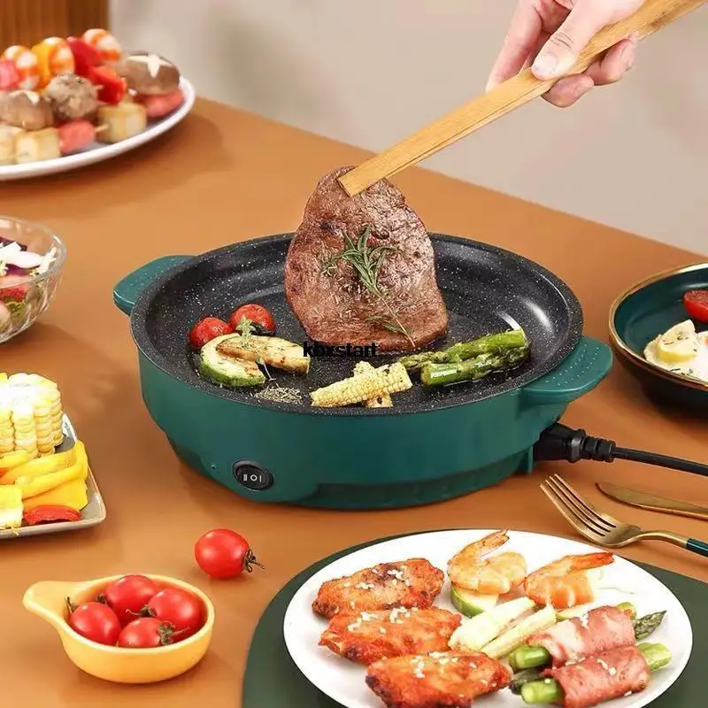 Electric MultiCooker 220V Electric Frying Pan Househould Barbecue Fried Steak Fish Omelette Frying Pan Non-stick Cooking Machine household frying pan electric oven tea boiling device 3 in 1 multifunctional breakfast making machine