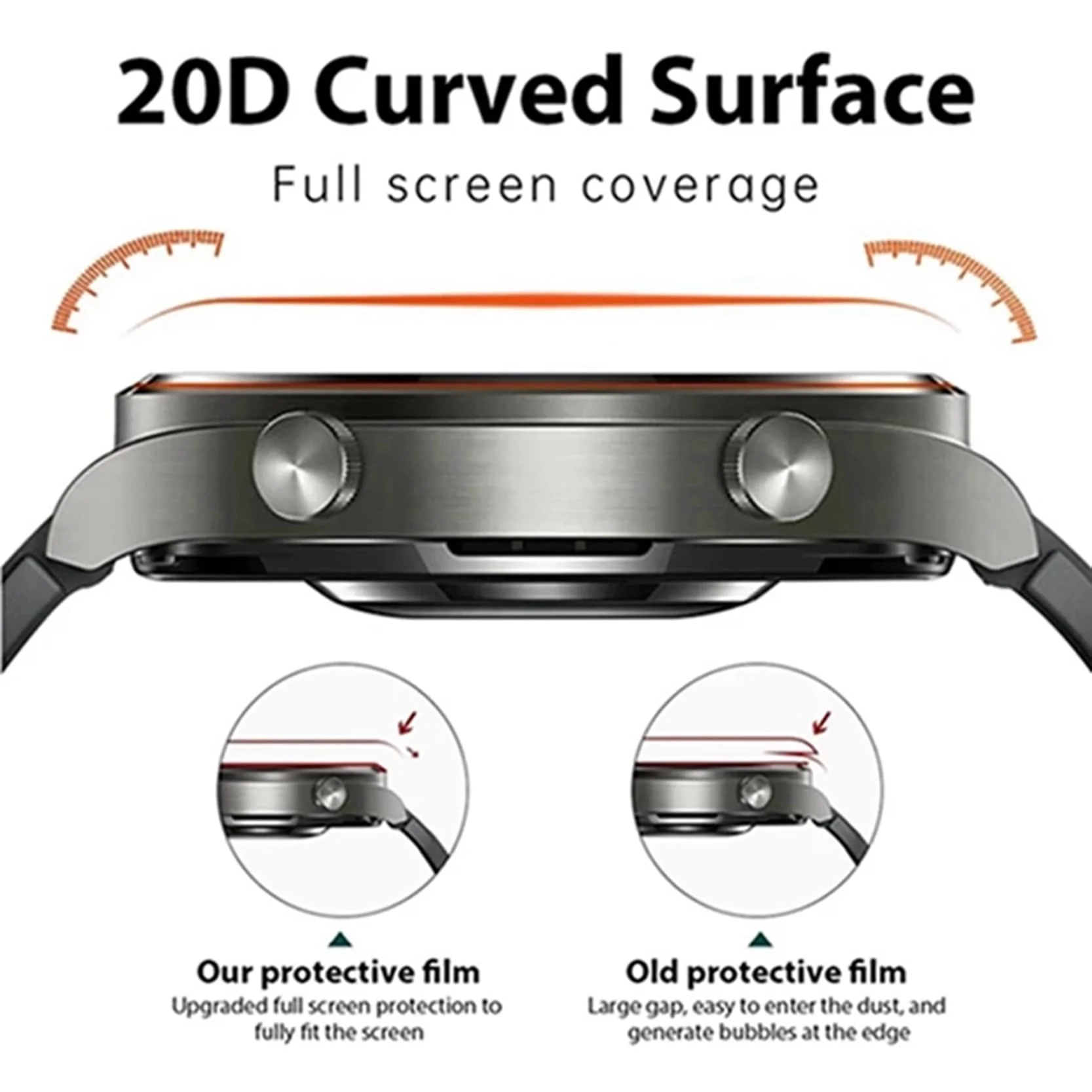 HD Hydrogel Screen Protector for Smartwatches - 1-3 Pack