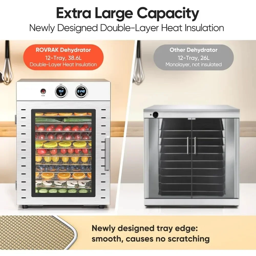 New 12 Layer Dryer Fruit Machine Dehydrator Household Double Knob Timing Suitable For Food And Dried Meat Fruits And Vegetables