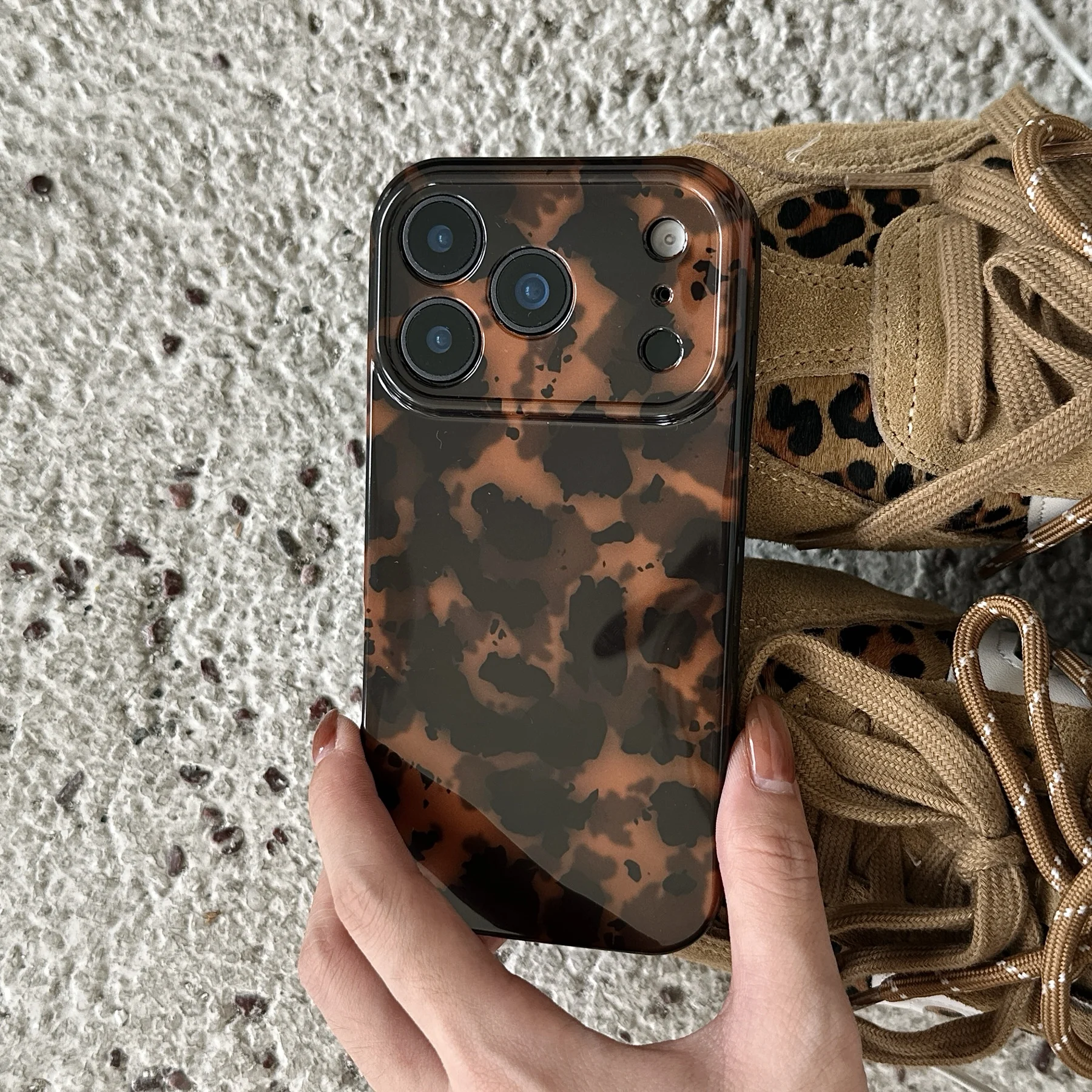 Retro Stylish Amber Color Lamber Pattern Glossy Phone Cover Case for iPhone 17 16 15 14 13 12 Pro Max Plus Air Image 48