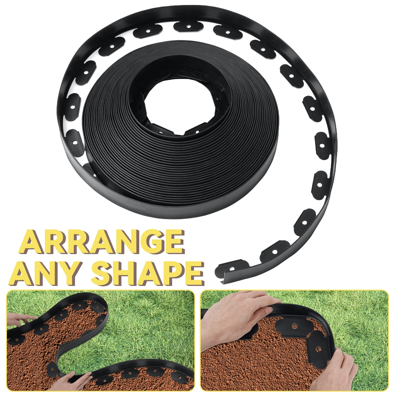 100FT Fixed Garden Barrier Lawn Grass Plastic Edging Border 30M Landscape Edging Kit With 120 Anchoring Spikes Easy Install