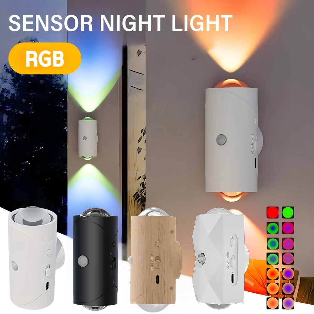 Rechargeable LED Night Light with Motion Sensor Wall Lamp 3 Light Modes Indoor Light Magnetic Staircase Light
