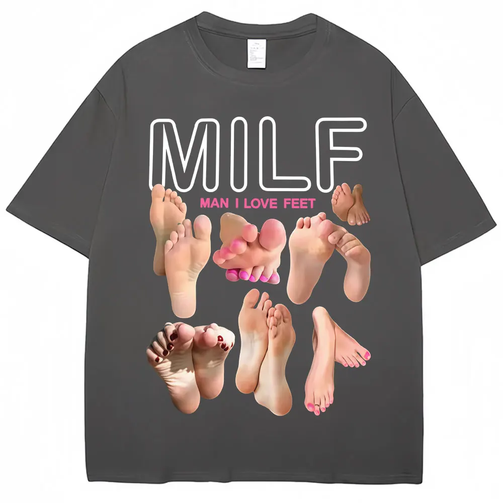 MILF 남자 발을 좋아해 재미있는 밈 티셔츠 남녀 유머 패션 티셔츠 부드러운 면 오넥 오버사이즈 캐주얼 티셔츠 스트릿웨어