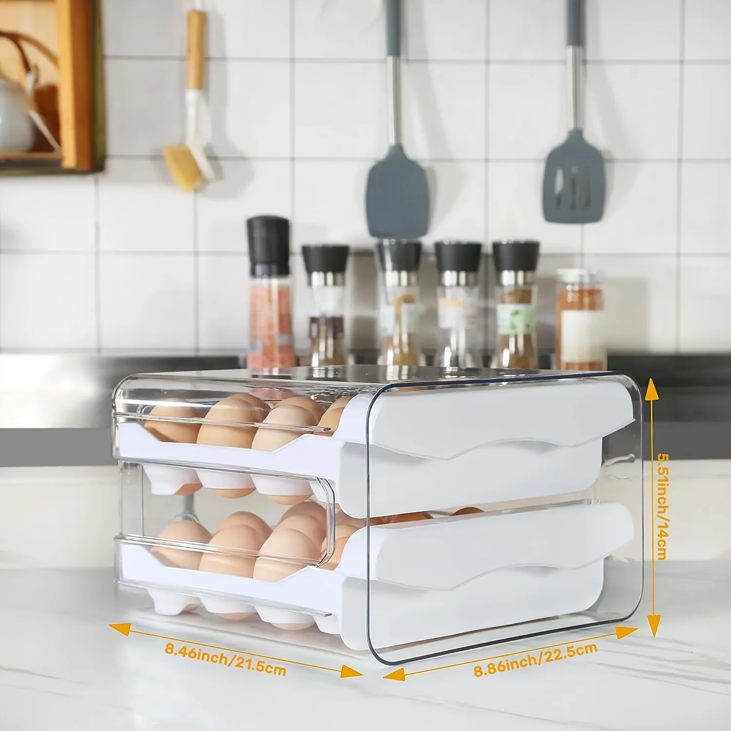 1PC Household Refrigerator Drawer Style Egg Box Food Grade Preservation Box Plastic Kitchen Egg Double-Layer Storage storage box kitchen storage box egg storage box food storage container food storage box egg storage container