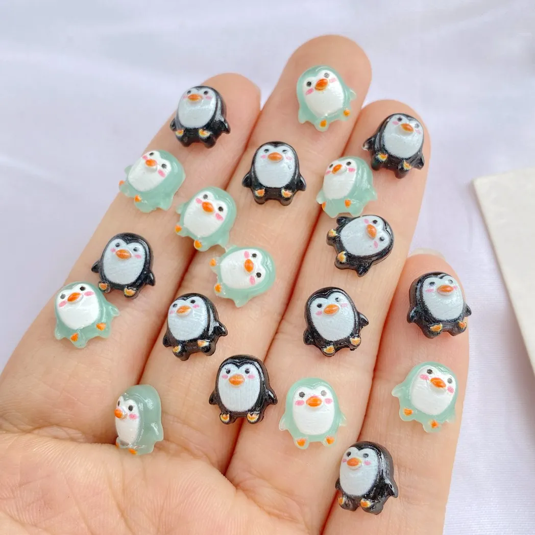 Cute Resin Mini Penguin Kawaii Girl Heart Decorative Accessories 50Pcs Nail Decoration