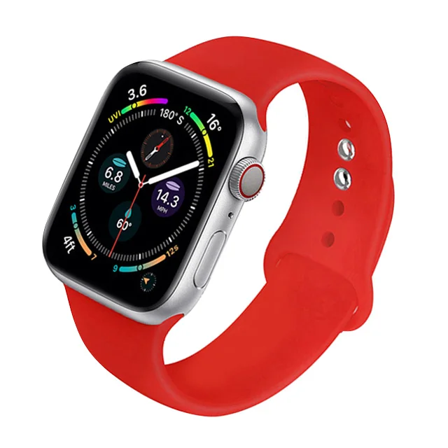 Silicone Strap For Apple Watch Band 44mm 40mm 41mm 38mm 45mm Smartwatch Rubber Sports Watchband Belt Bracelet iWatch 7 6 se 5 4 Red-6