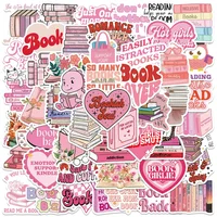 50PCS Pink Smut Bookish Reader Sticker Aesthetic Love Cute Girls Decals for Kindle Ipad Phone Laptop Diary Decor Sticker Pack 1