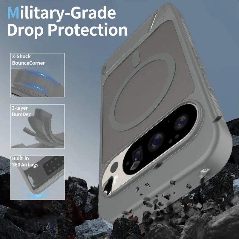 Luxury Magnetic Folding Stand Translucent Phone Case with Magsafe Wireless Charging Compatibility and Matte Armor Finish