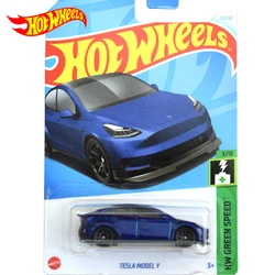 Original Hot Wheels Car Tesla Model Y Kids Boys Toys for Children 1/64 Diecast Alloy Grey/blue Vehicle Juguetes Birthday Gift
