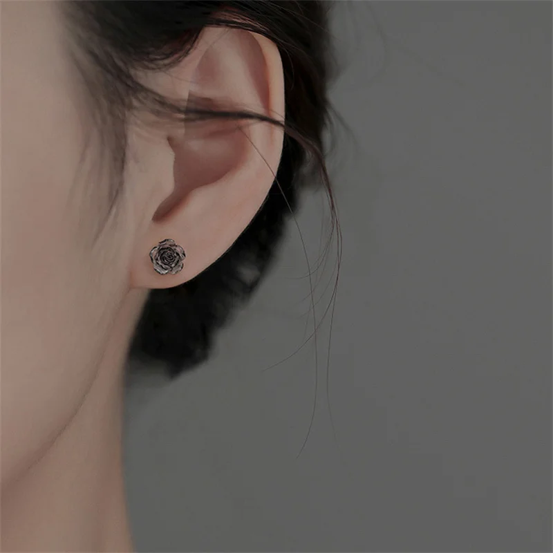 1Pair Trendy Rose Earrings Ear Stud Earrings For Women Girls Wedding Party New Fine Jewelry Gift 5