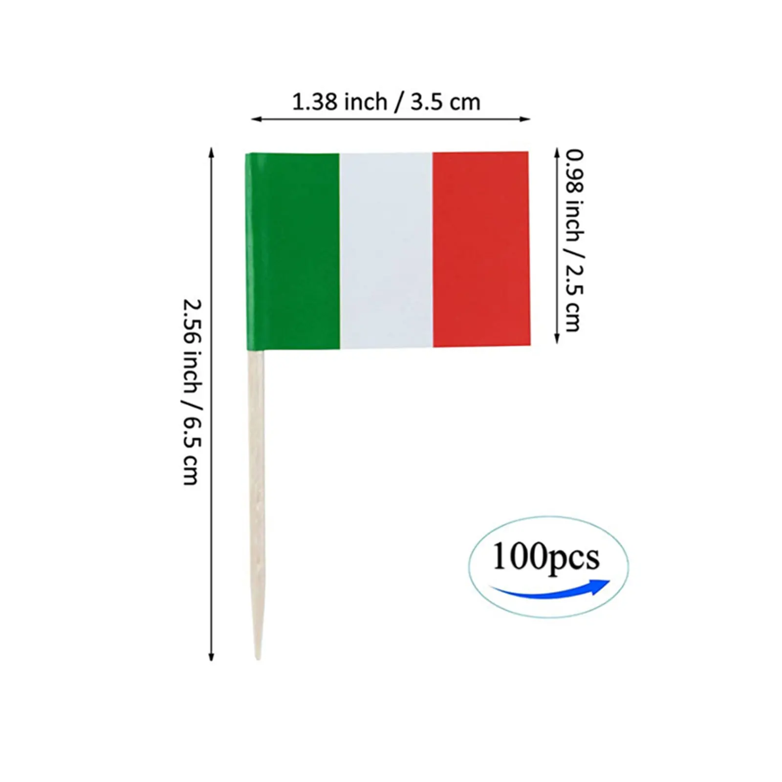 100Pcs Italian Toothpick Flags Wood Italian Cupcake Toppers Stick Banners Creative for World Sports Party Supplies