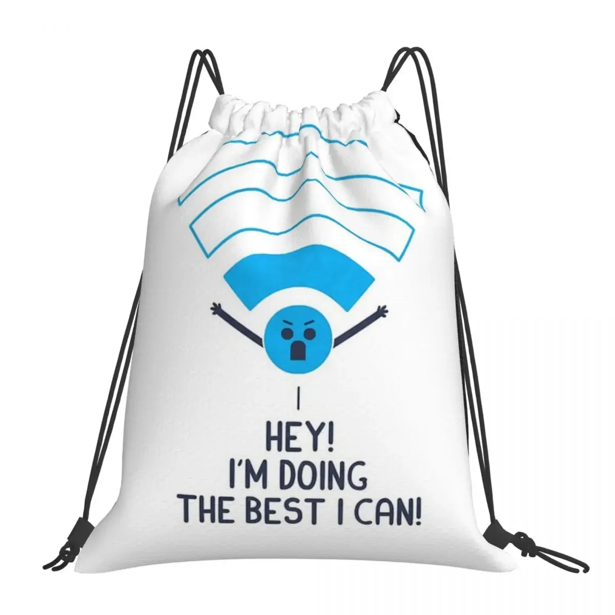 

Angry Wifi Backpacks Fashion Portable Drawstring Bags Drawstring Bundle Pocket Storage Bag BookBag For Man Woman Students