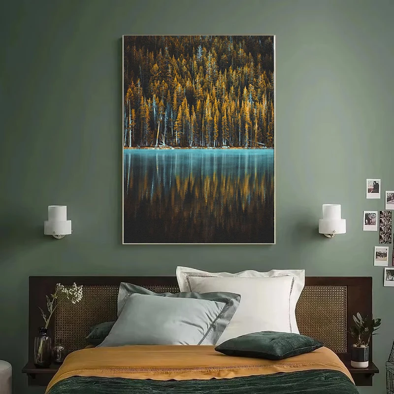 Enchanting Dark Green Forest Landscape Canvas Wall Art