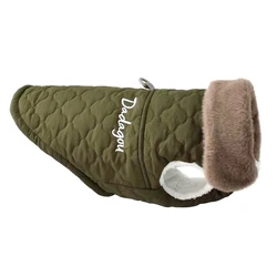 Waterproof Fur Collar Winter Dog Jacket with Warm Fleece Lining - S (Green)