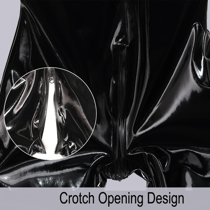 Mirror Latex Ammonia Jumpsuit Convex Crotch Man Sleeveless One-Piece Tights Suitable For All Seasons Sexy Rubber Stage Bodysuit men jumpsuit