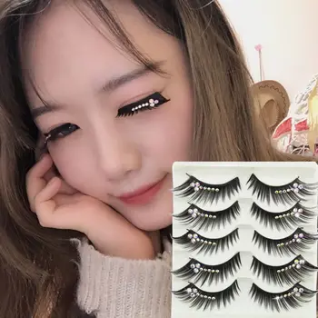 푹신한 속눈썹 눈 연장 여성 뷰티 반짝이 인조 속눈썹 다이아몬드 만화 속눈썹, 고양이 눈 두꺼운 긴 속눈썹