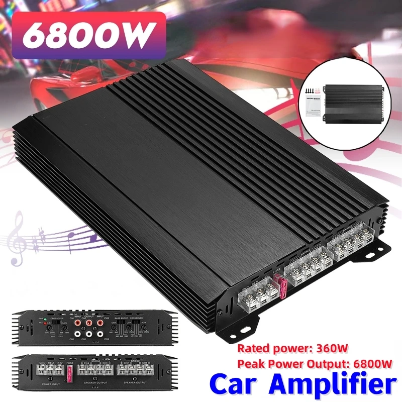 

6800W 12V 4 Channel Universal Car Amplifier Modification High-Power Audio Amplifiers