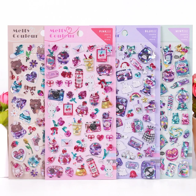 Kawaii Glittering Puppy Rabbit Bear Cat 3d Stickers Scrapbooking Diy  Journal Cute Sticker Sheet Stationery Decor Aesthetic Gift - Stationery  Sticker - AliExpress