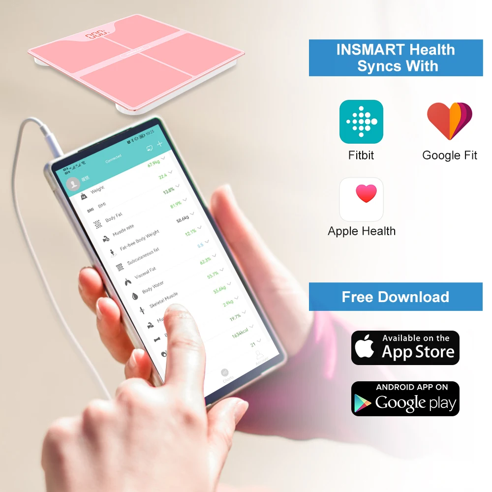 INSMART Multifunctional Body Weight Scale Bluetooth Body Fat Scale LED Display Weight Balance Body Composition Analyzer 4