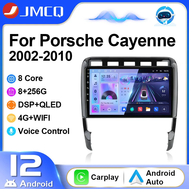 

JMCQ 2Din Android 12 Car Radio Multimedia Video Player For Porsche Cayenne 1 9PA 2002-2010 Stereo Navigation GPS Carplay