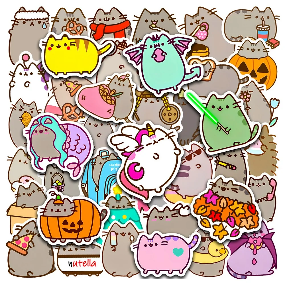 

10/30/50 PCS Kawaii Cute Chunky Cat Stickers Decals Decorative Stationery Scrapbook Notebook Phone Diary DIY Graffiti Sticker