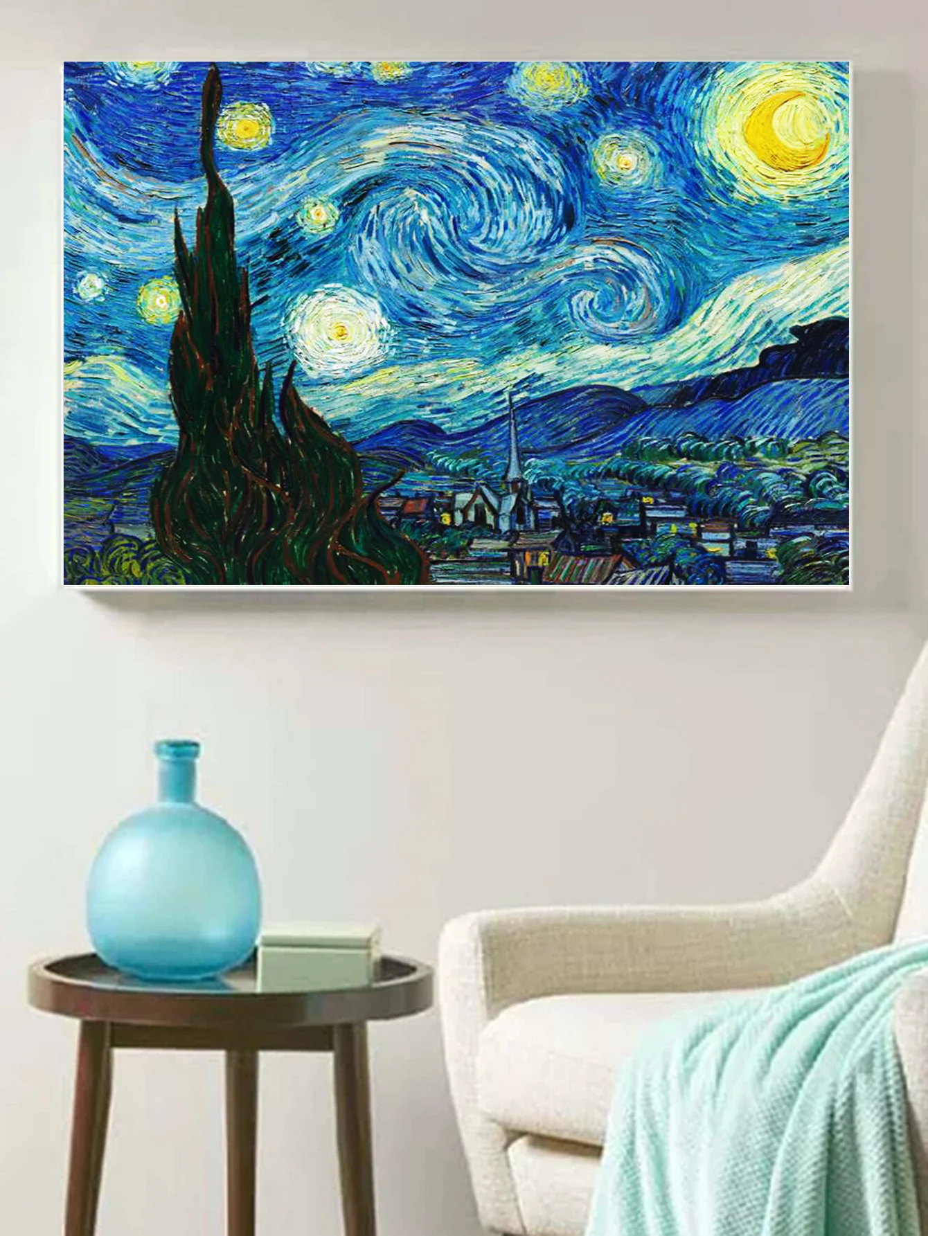 DIY Round Diamond Handmade Diamond Painting Landscape Van Gogh's Starry Sky Pattern Decorative Painting Set, diamond painting, painting set