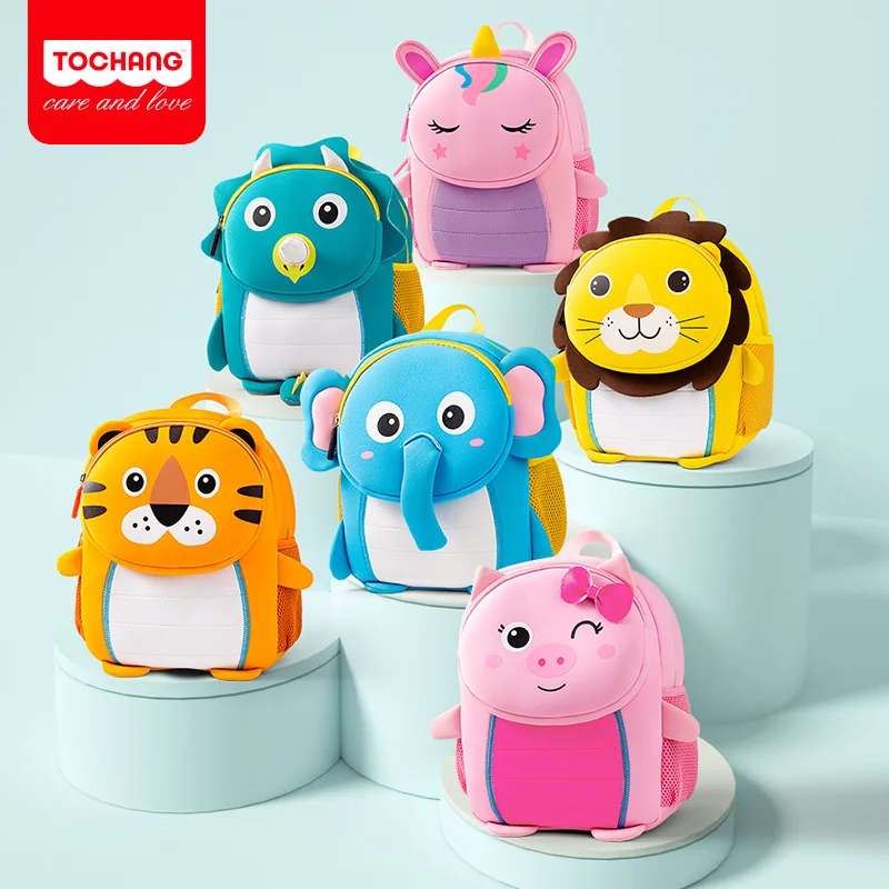 

Baby Backpack Kindergarten Travel waterproof 3D Cute Animals Neoprene Children's School Bag Lion Tiger Elephant Piggy Bags