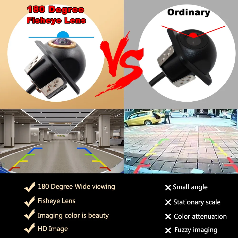 2K AHD 1080p Golden Lens HD Car Rear View Camera Night Vision 180 Degree Parking Reverse Camera For Car Accessories