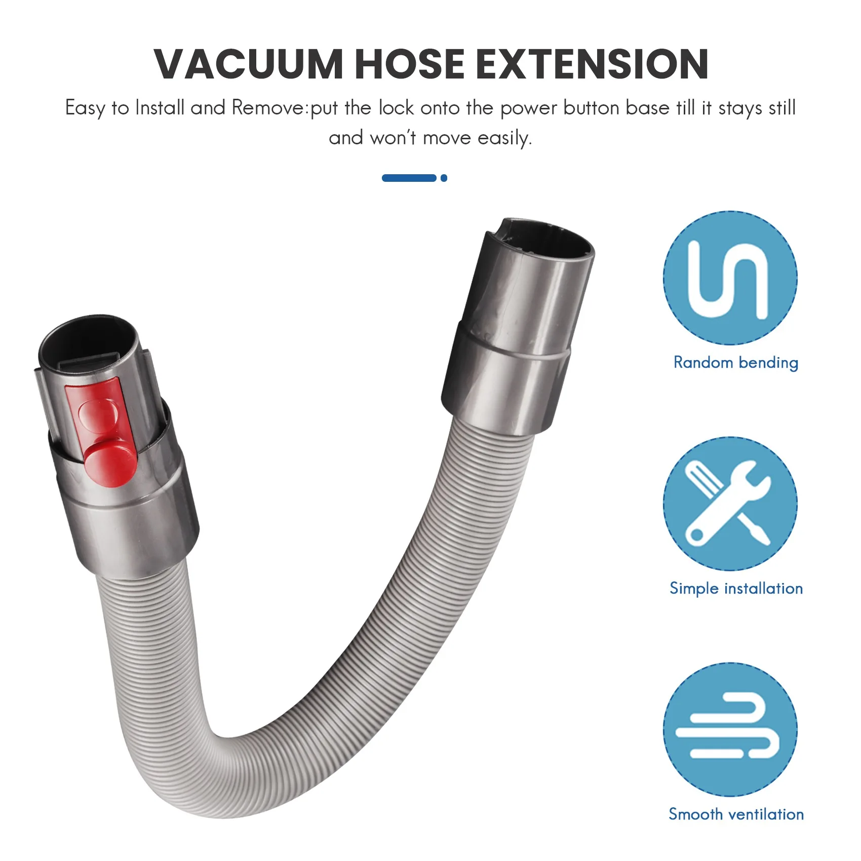 Extension Hose and Trigger Lock for Dyson - Flexible Hose and Switch Holder for Dyson V15 V11 V10 V8 V7 Vacuum Cleaner 2