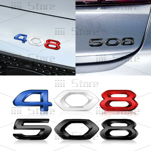 Per Peugeot 208 308 408 508 GT RCZ Emblema Cromato In Metallo 3D Adesivo Per Auto Baule Posteriore Parafango Decalcomania Laterale Accessori Auto 3