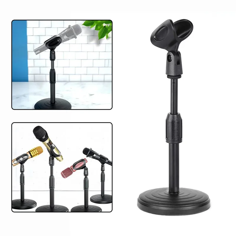 Mini Desk Microphone Stand Foldable Microphone Clip Bracket Support Mount Holder Adjustable Desktop Mic Bracket Support Base microphone stand