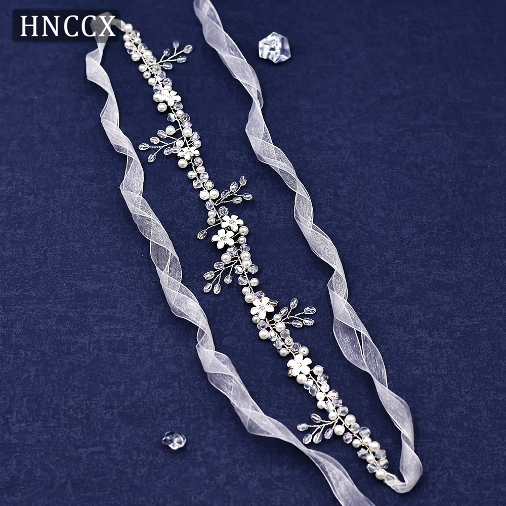 

HNCCX Pearl Crystal White Flower Headband Women Wedding Hair Accessories For Women Bride Tiara Headband Hair Hairband CP347