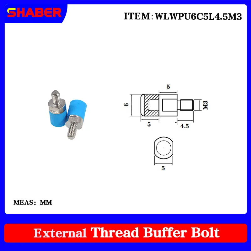 

【SHABER】Supply WLWPU6C5L4.5M3 stainless steel pneumatic anti-collision bolt polyurethane buffer screw diameter 6mm