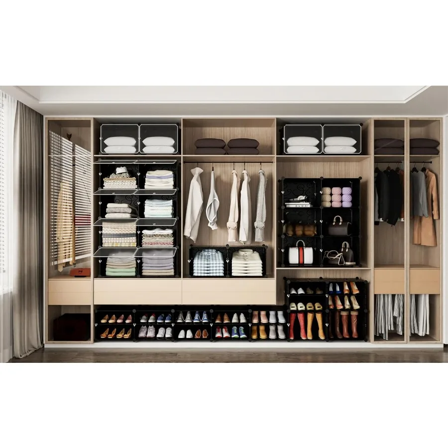 Shoe Rack Organizer 8 Tier Shoe Storage Cabinet 48 Pair Plastic Shoe Organizer Shelves for Closet Hallway Bedroom Entryway