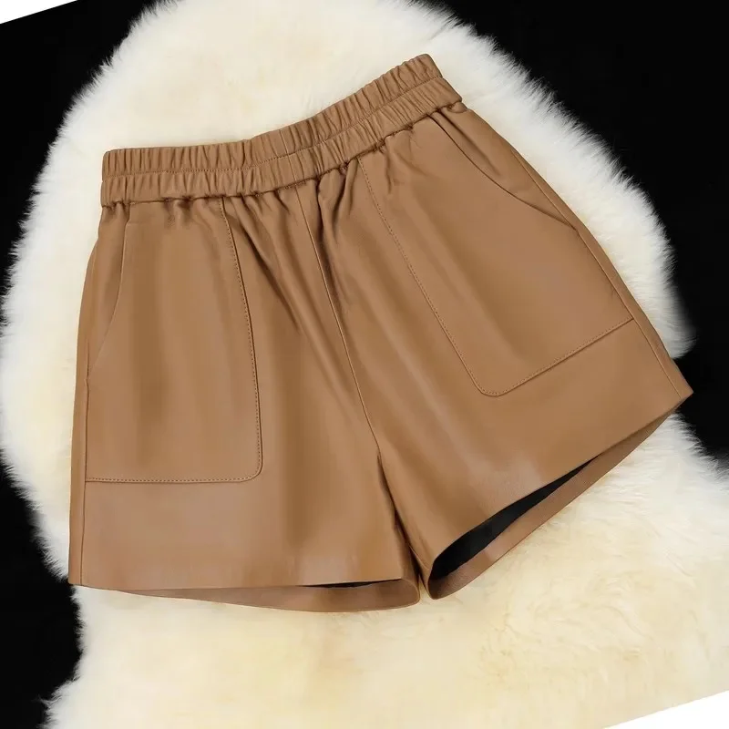 

shipping,Women Free fashion Genuine leather shorts.soft real sheepskin shorts.Daily quality casual lady Shorts.Young