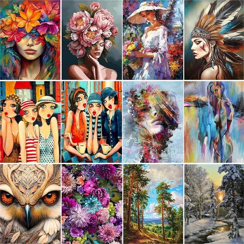 Diy Canvas Painting Acrylic Paint By Numbers Set Adults Crafts Wall Art Picture For Living Room Home Decor Oil Paintings Package