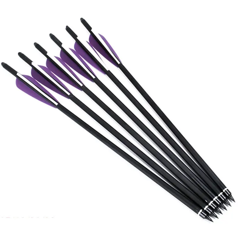 

6/12/24Pcs 16/17/18/20/22 Inch Purple/White Feather Crossbow Bolt Carbon Arrows for Crossbow Bow Hunting Archery