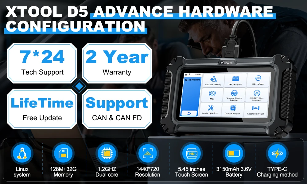 Xtool D5 2026 New Model 5-System Diagnosis + Special Functions Free Update Can Fd/Fca