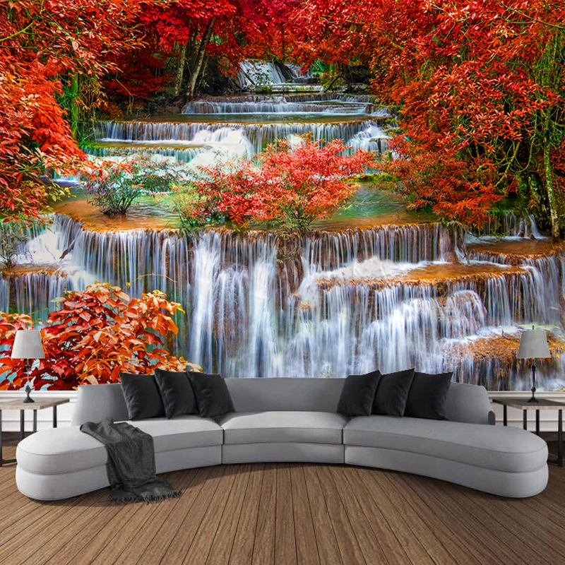 

Forest Waterfall River Creek Sunshine Wall Tapestry Art Decoration Curtain Hanging Home Bedroom Living Room Decoration