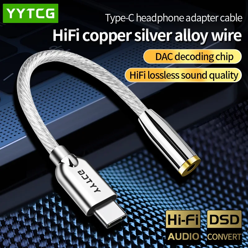 Audio Converter Adapter USB Type C to 3.5mm Jack Earphone Adapter USB C 3.5mm AUX Earphone Converter DAC Chip For Xiaomi Mi10 HUAWEI P30 Samsung Galaxy