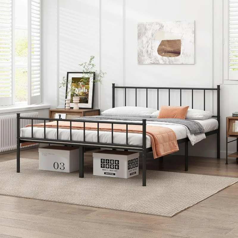Frame-Classic Metal Platform Bed Frame, Mattress Foundation with Steel Slat Support, Under Bed Storage, No Box Spring Needed 6