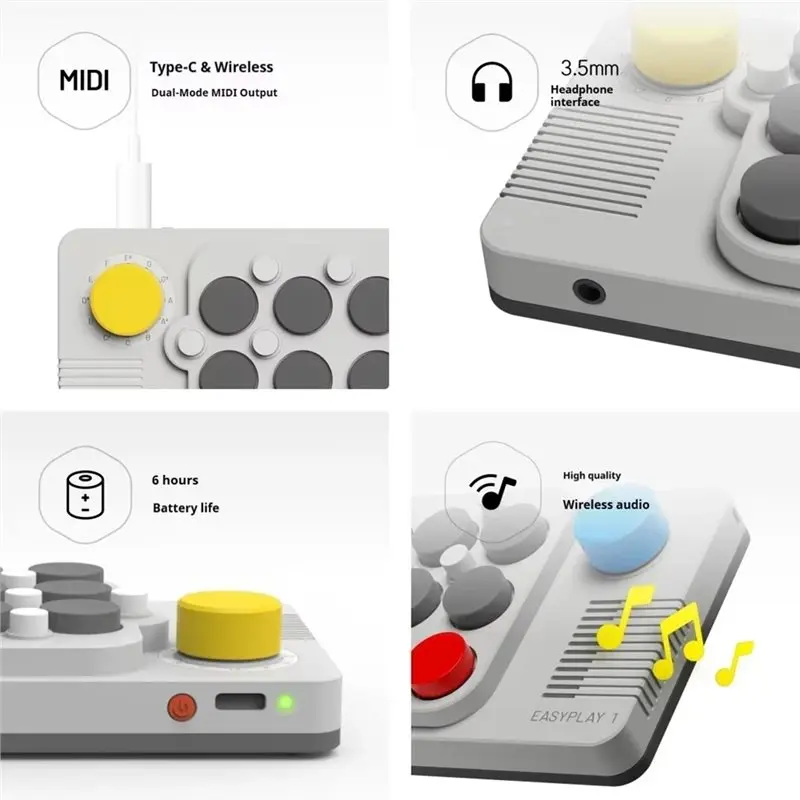 AED6-포켓 뮤직 키보드 미니 휴대용 전자 오르간 1500Mah 미디 피아노 어린이 선물
