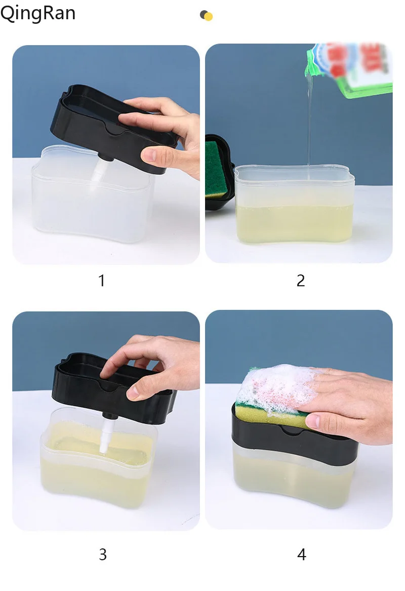Portable Soap Dispenser Automatic Add Liquid Press Style Liquid Discharge for Kitchen Bathroom