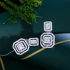 CWWZircons No Ear Hole Design Square Drop Dangle CZ Women Party Wedding Engagement Clip on Earrings Without Piercing CZ903 5