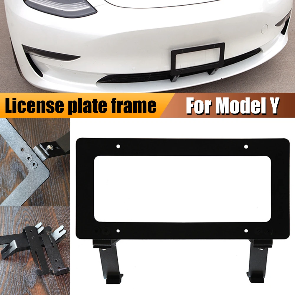 

Fit For Tesla Model Y/Model 3 License Plate Frame Punch-Free Aluminum Alloy Licence Plate Bracket Rust-Proof For USA Standard