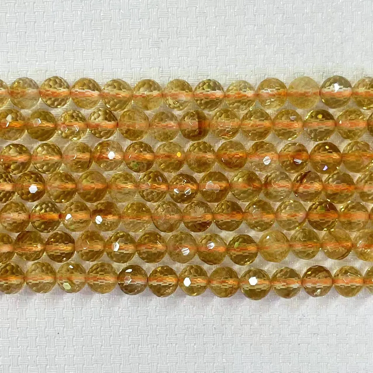 Pure Natural Citrine Stone Round Faceted Beads 6/8/10MM Loose Spacer Yellow Crystal Gem For DIY Jewelry Making Necklace Bracelet
